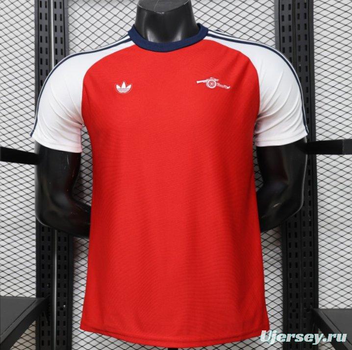Player Version 2026  Arsenal x Adidas Originals Red with White Raglan Sleeve Home Jersey