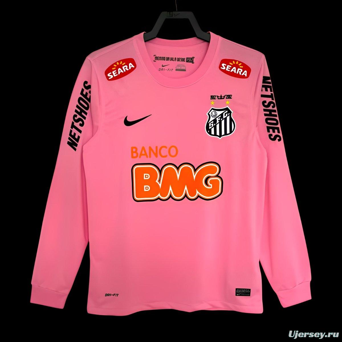 Retro 12/13 Santos Away Pink Long Sleeve Jersey