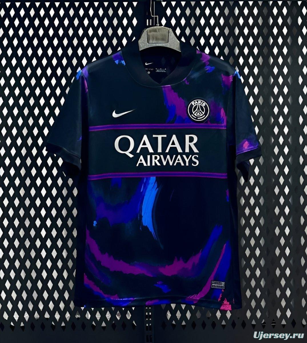 25/26 PSG Paris Saint-Germain Black Pink Blue Special Edition Soccer Jersey