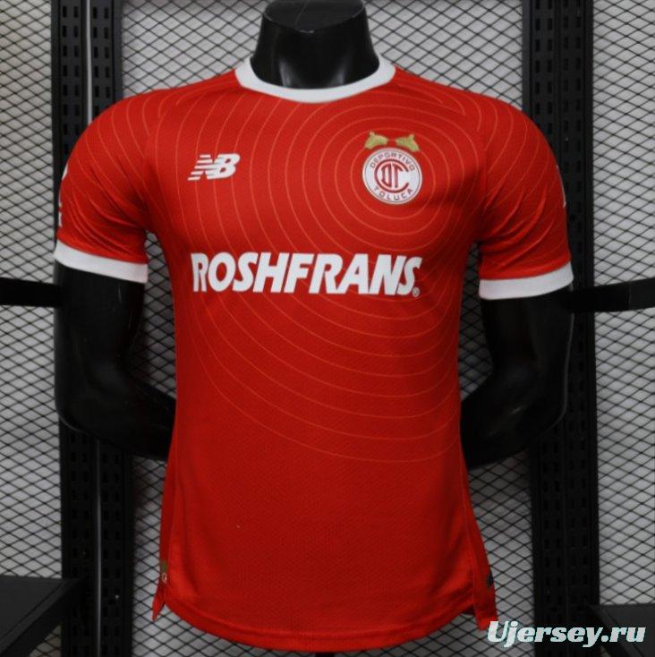 Player Version 26/27 Deportivo Toluca FC Red with Circular Stripe Pattern Home Jersey
