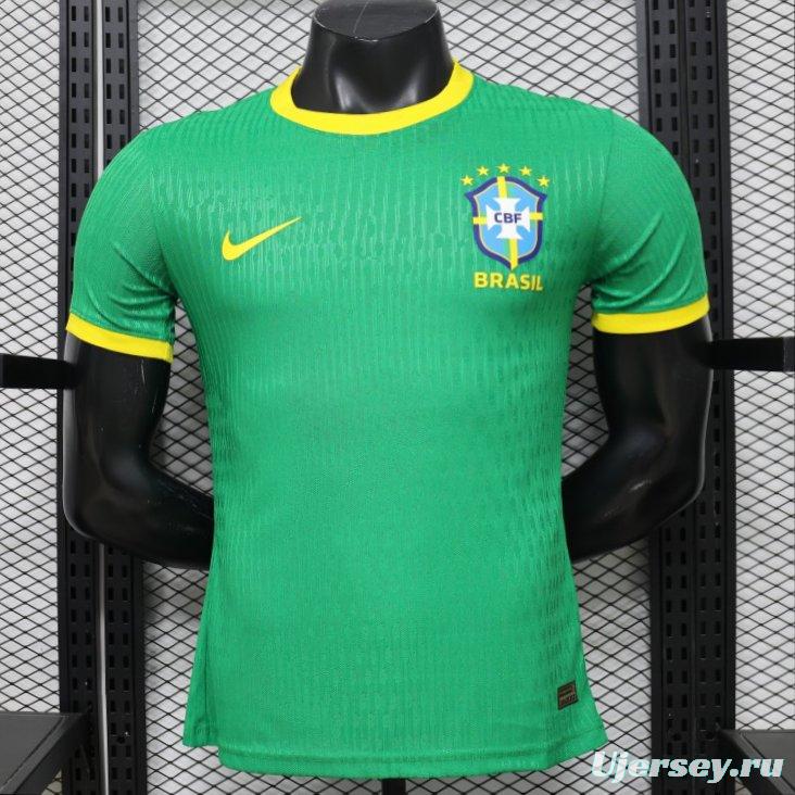 Player Version 2026 Brazil Green with Wave Texture Away Jersey