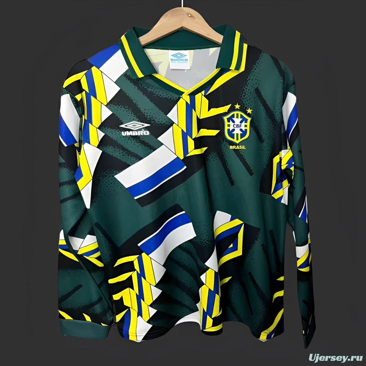 Retro 1994 Brazil Goalkeeper Green Long Sleeve Jersey