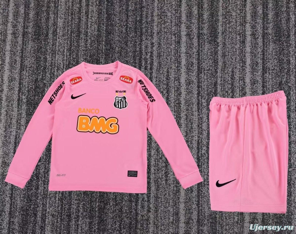 Retro 12/13 Kids Santos Away Pink Long Sleeve Jersey