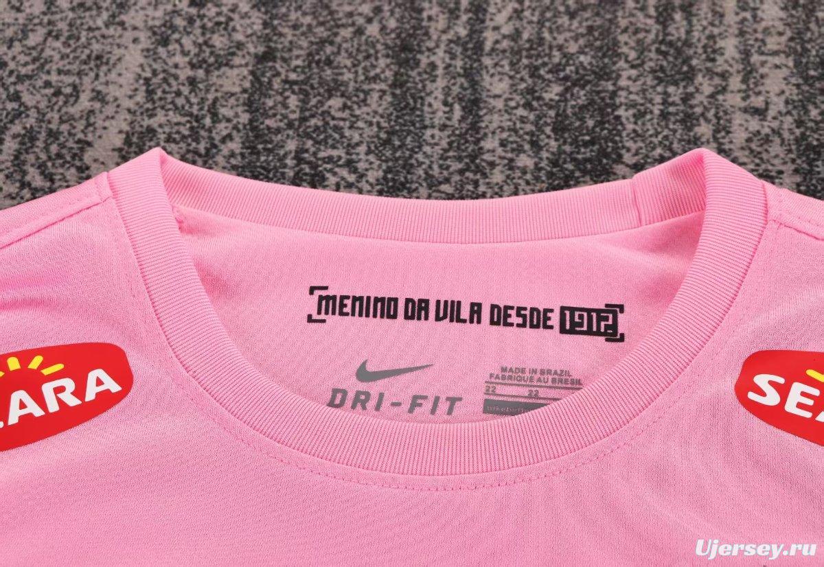 Retro 12/13 Kids Santos Away Pink Long Sleeve Jersey