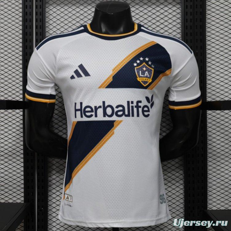 Player Version 2026 LA Galaxy Home White with  Gold Diagonal Sash Jersey