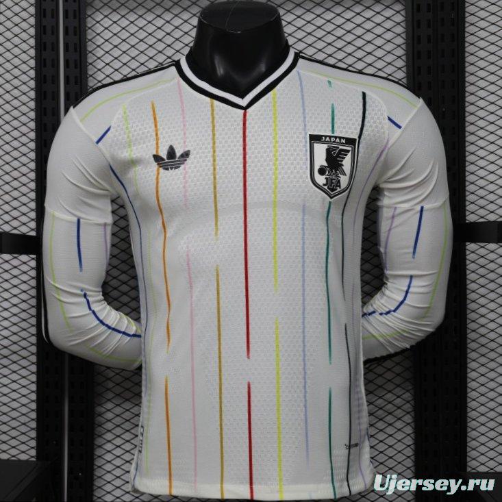 Player Version 2026 Japan Special Edition White with Rainbow  Pinstripe Long Sleeve Jersey