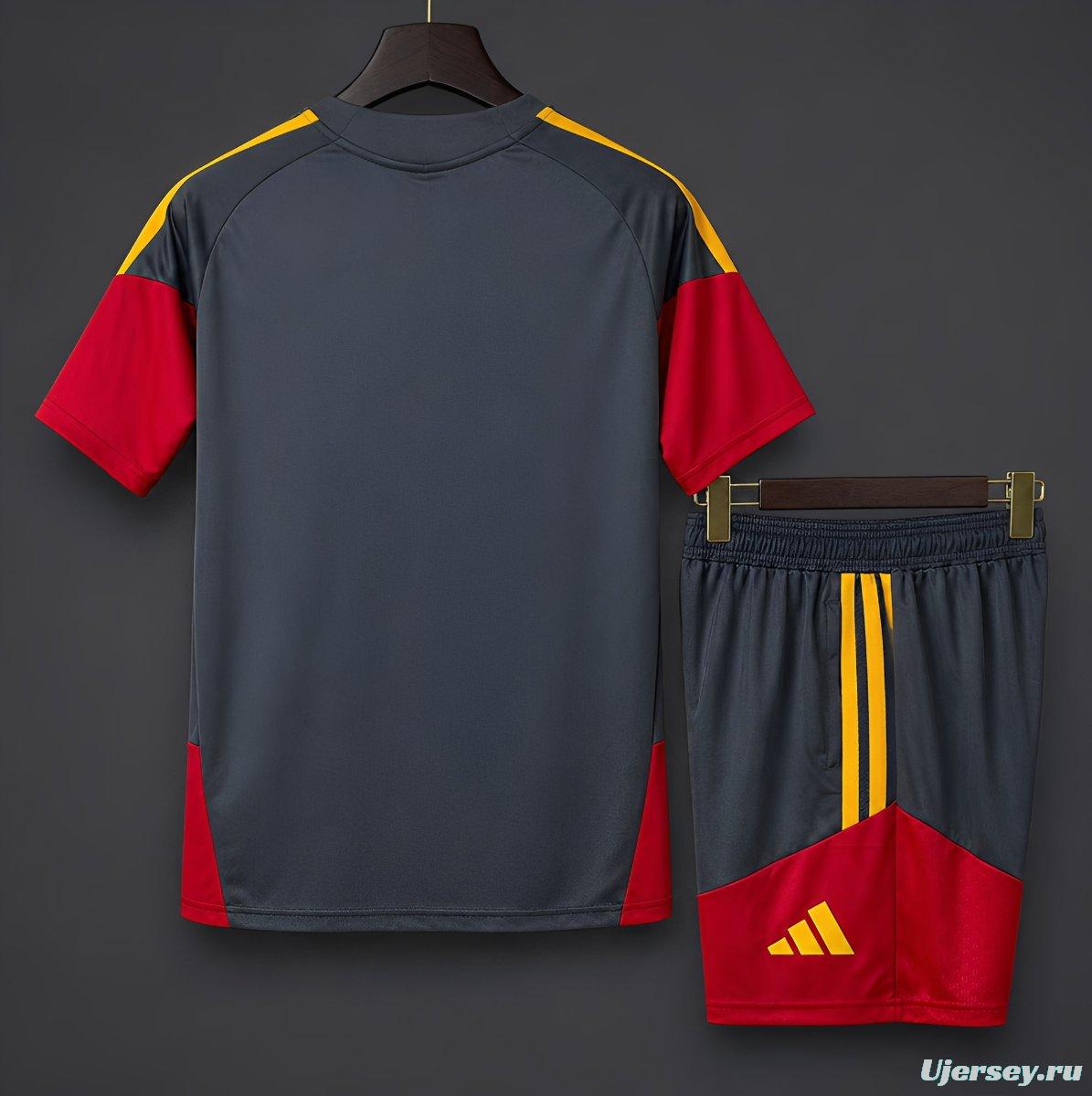 26/27 AS Roma Dark Grey/Red/Yellow Training Jersey+Shorts