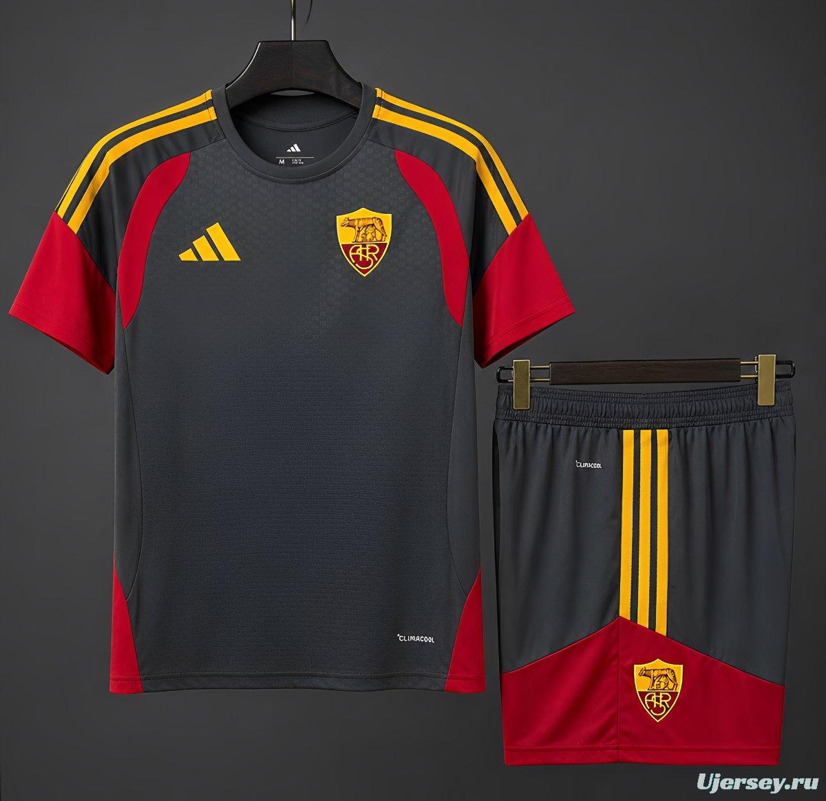 26/27 AS Roma Dark Grey/Red/Yellow Training Jersey+Shorts