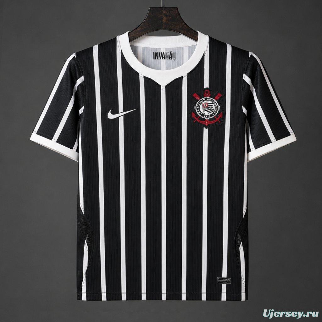 25/26 Corinthians Away Black White Pinstripes Jersey