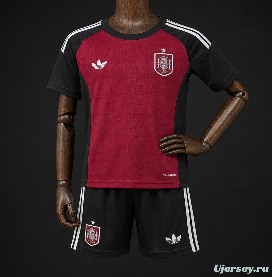 2026 Kids Spain Wine/Black Goalkeeper Jersey