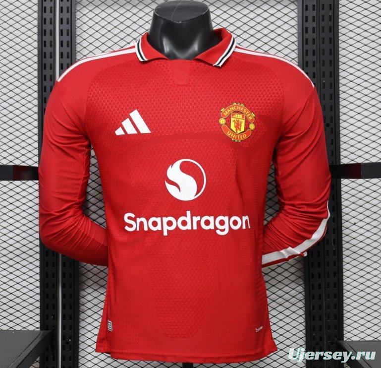 Player Version 26/27 Manchester United Red Polo Collar  Long Sleeve Jersey