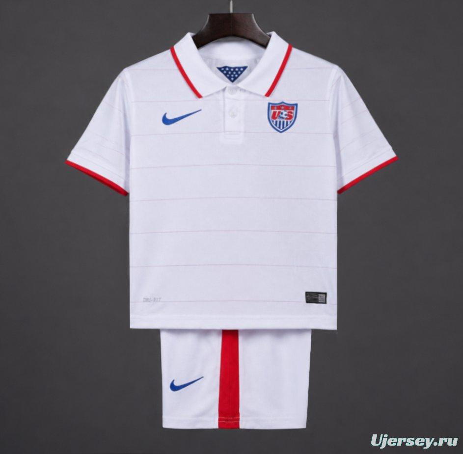 Retro 2014 Kids USA White Home Jersey