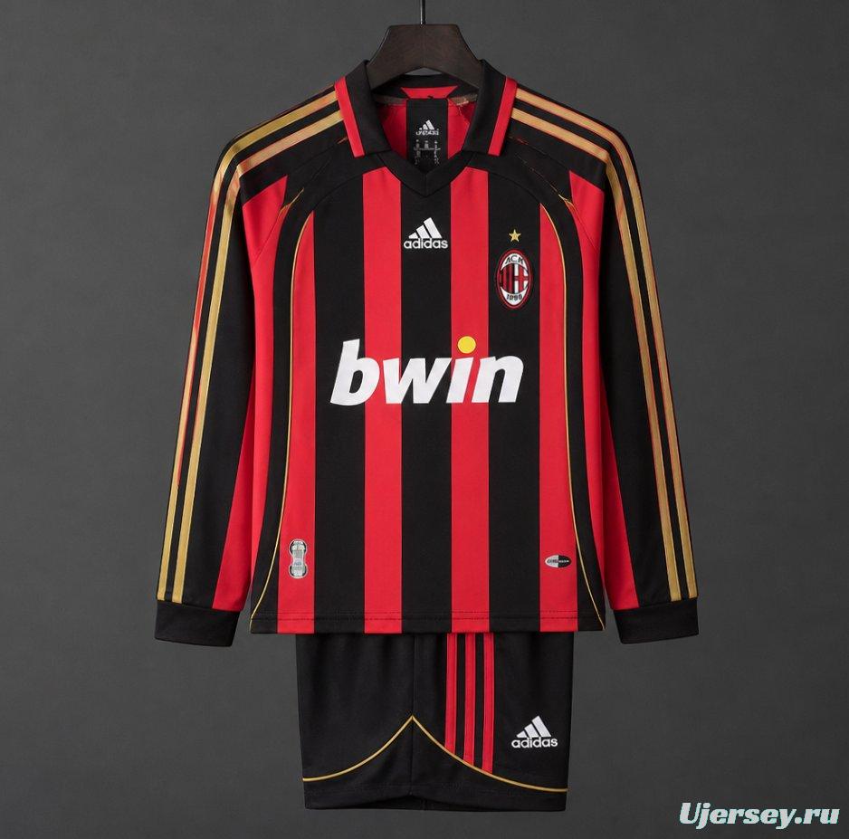 Retro Kids 06/07 AC Milan Home Long Sleeve Jersey