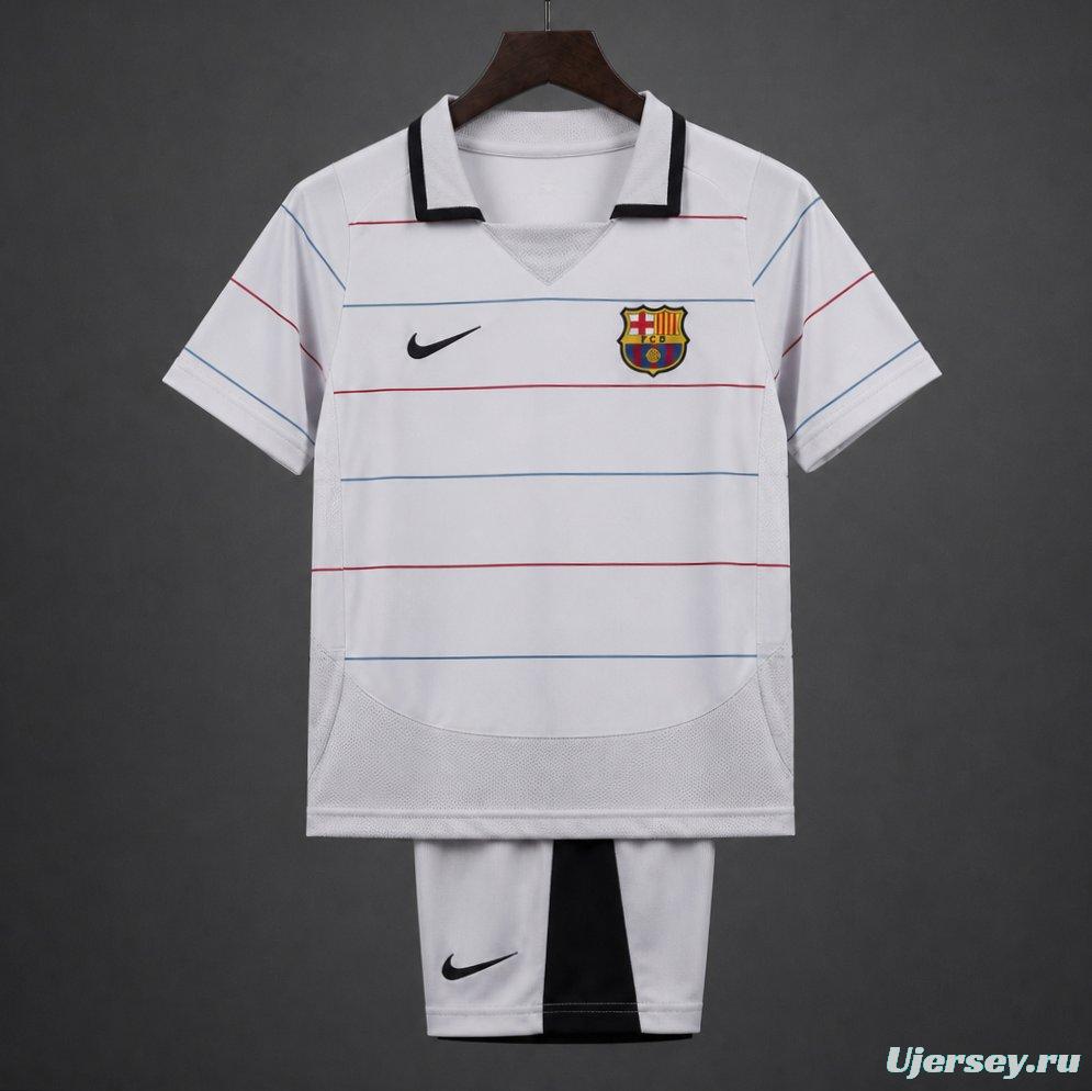 Retro Kids 03/04 FC Barcelona Away Grey Jersey