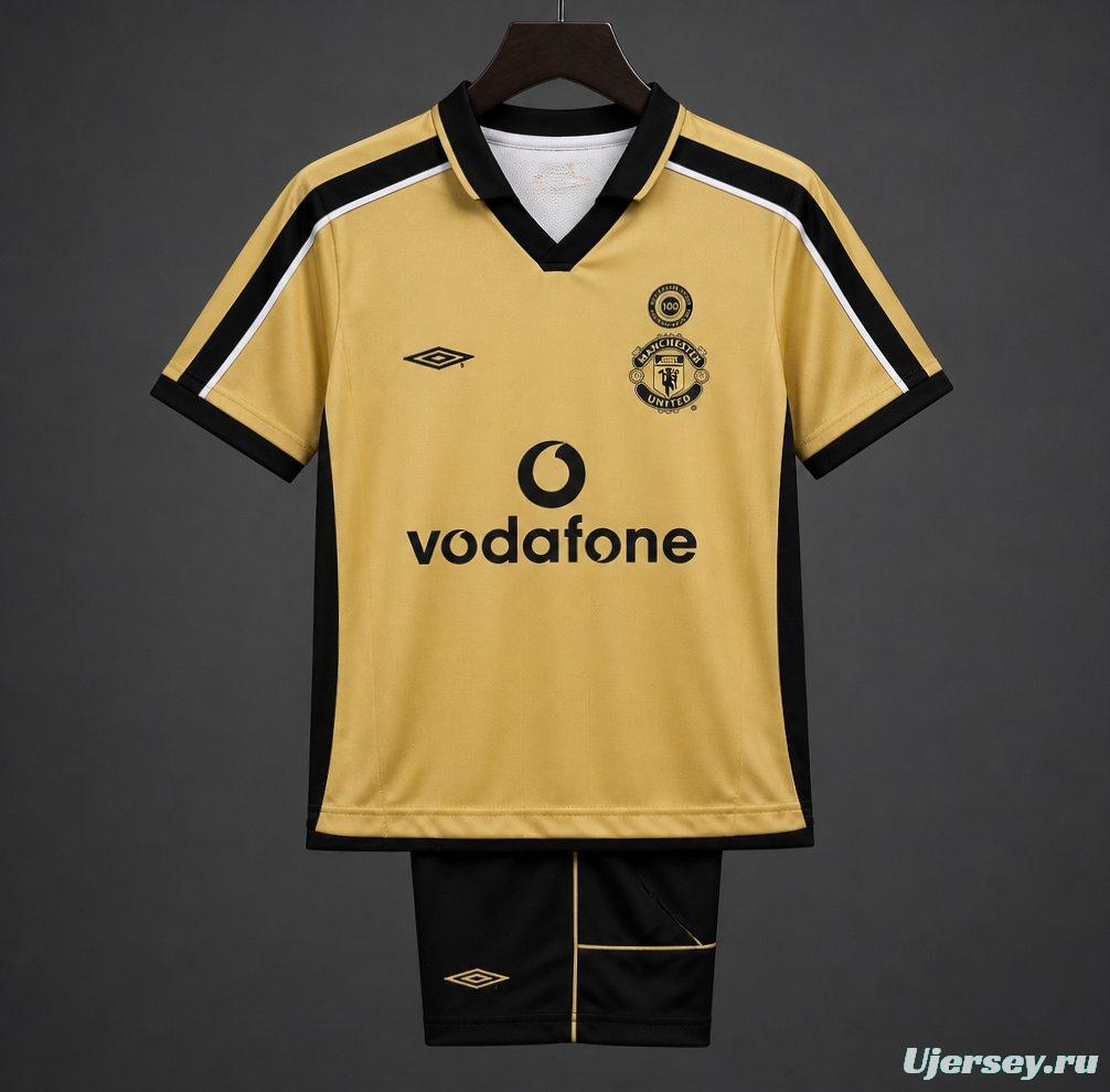 Retro Kids 01/02 Manchester United Centenary Golden Reversible Jersey