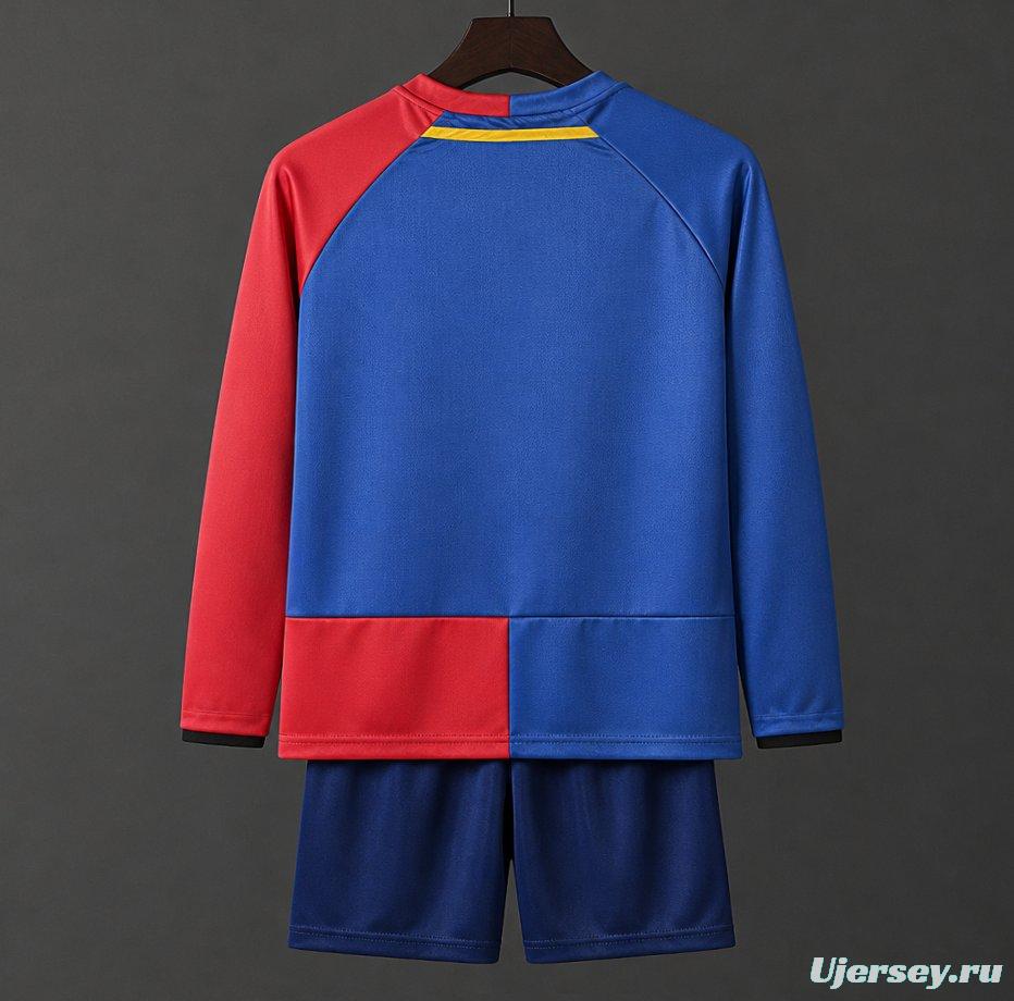 Retro Kids 08/09 Barcelona Home Champions Long Sleeve Jersey