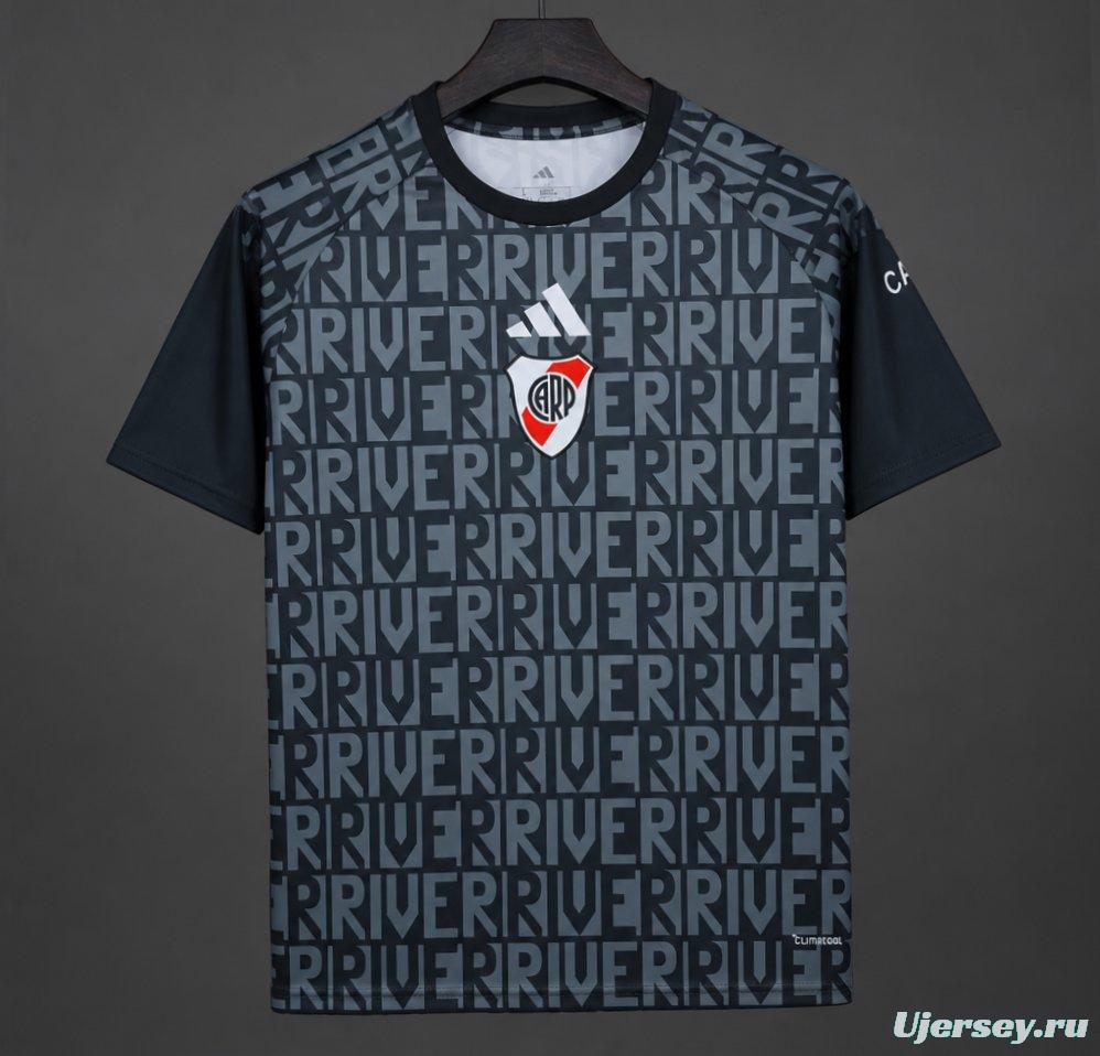 26/27 River Plate Pre-match Jersey With  Text "RIVER" Repeated Pattern