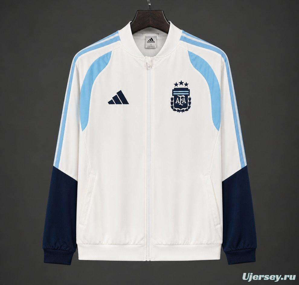 2026 Argentina White Full Zipper Windbreaker