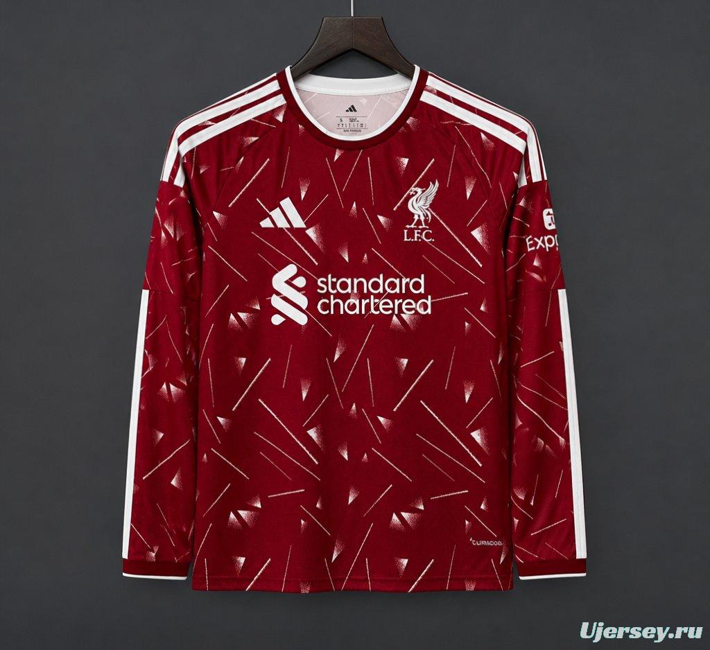26/27 Liverpool Red with Triangle Pattern Long Sleeve Home Jersey