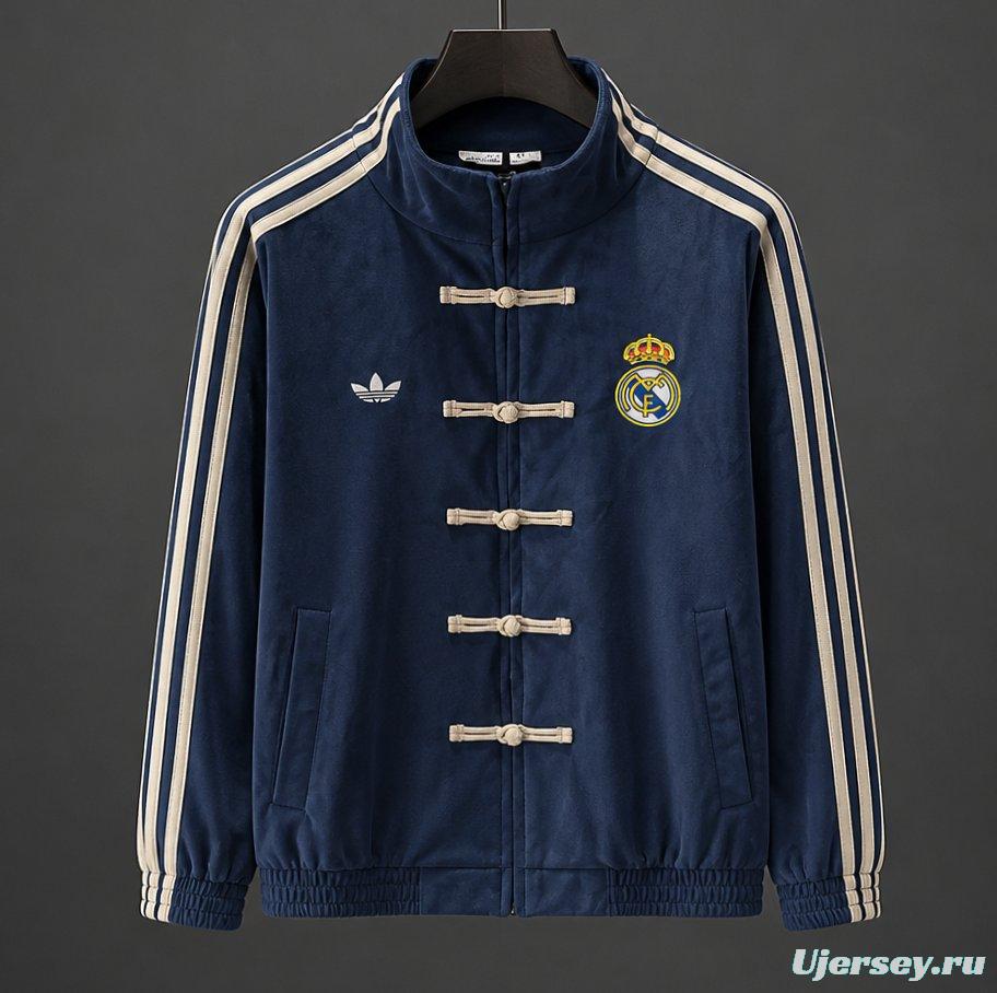 Retro 06/07 Real Madrid Navy Blue Chinese Button Jacket