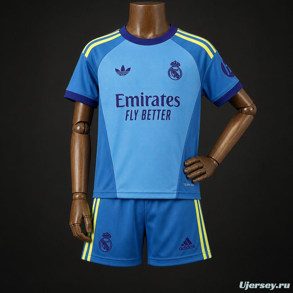 26/27 Kids Real Madrid Goalkeeper Away  Blue Jersey