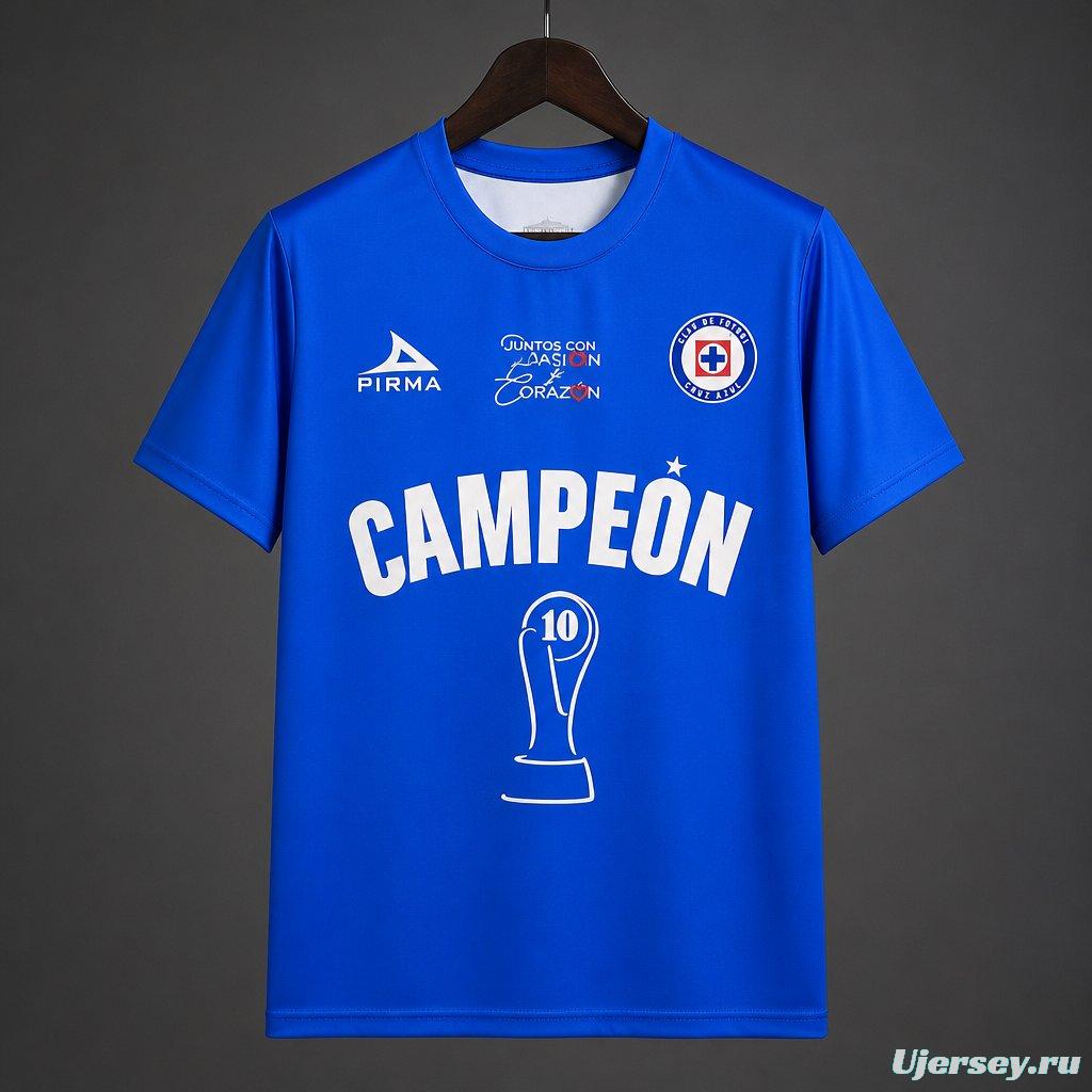 26/27 Cruz Azul La Decima Celebrates MX Championship Victory Blue  Jersey