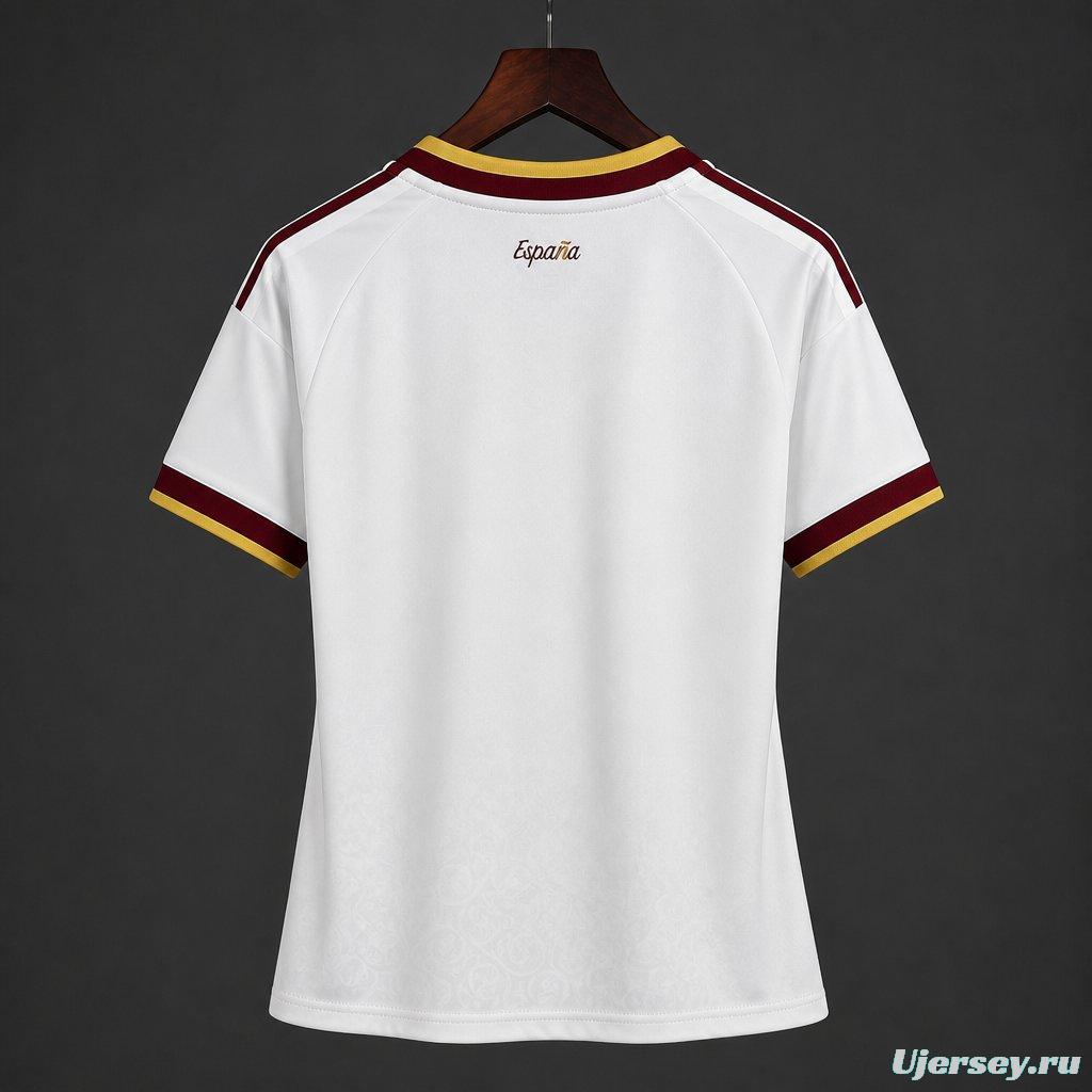 2 Star 2026 Women Spain Away White Jersey With Champion Patch