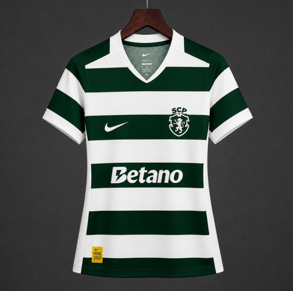 26/27 Womens Sporting CP Lisbon Home Green/White Stripes Jersey
