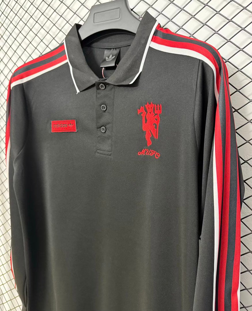 26/27 Manchester United Adidas Spezial Black Long Sleeve Polo Jersey