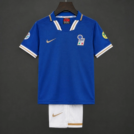 Retro Kids 1996 Italy Home Blue Jersey